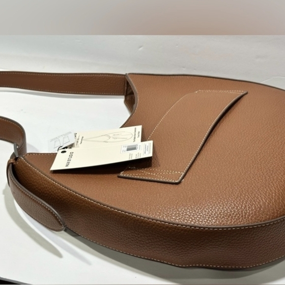 Max Studio XL Pebble Grain Commuter Travel Hobo Bag in Cognac Color - Picture 5 of 16